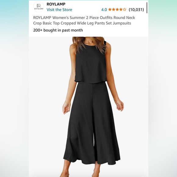 royalamp Pants - ROYLAMP Women's 2 Piece Round Neck Crop Top & Wide Leg Pants Set